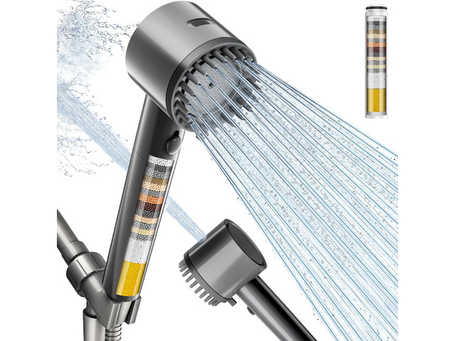 Filtered Shower Head with Handheld, 4+1 Spray Mode Showerhead with Filters Filtered Shower Head with Handheld Built-in Power Wash - Remove...
