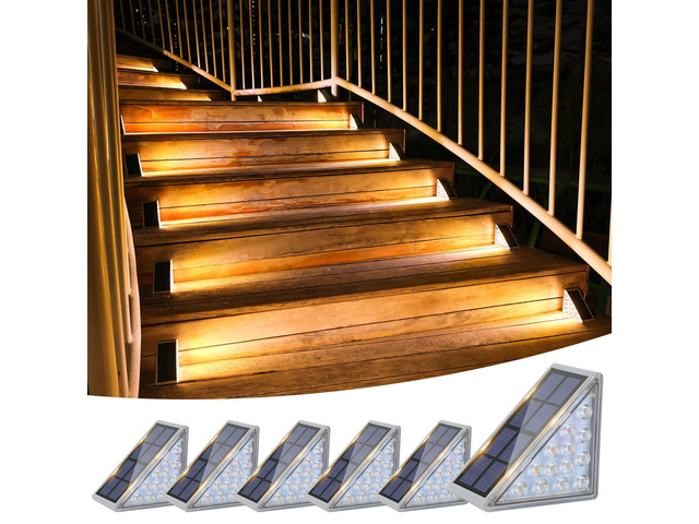 Solar Stair Lights 6 Pack, Solar Step Lights Outdoor Waterproof IP67, LED Outdoor Step Light,Outdoor Light Decor for Garden Stair, Deck, Front...