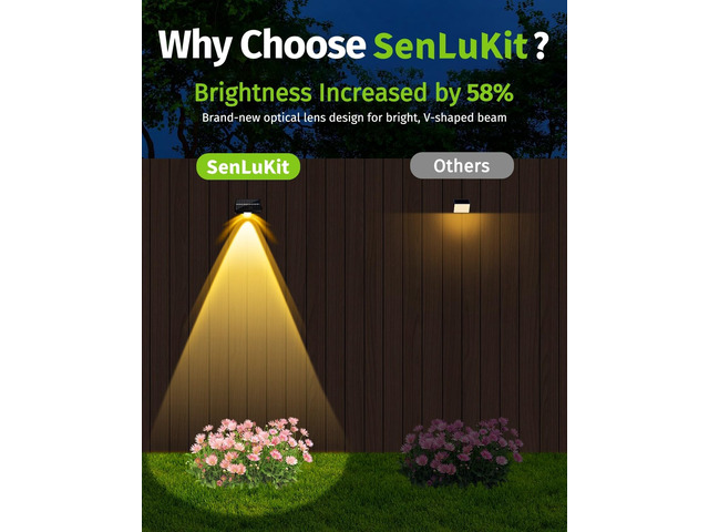 Solar Fence Lights Outdoor Waterproof High Brightness LED Spot Lens Deck Lights 7 Mode Warm & Cool White RGB Solar Powered Wall Light Decor for...