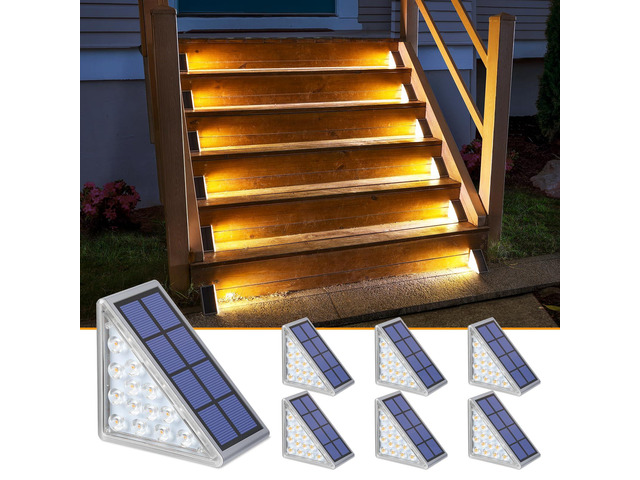 Solar Step Lights,6 Pack Warm White Solar Stair Lights Outdoor Waterproof IP67 Auto On Off,Solar Lights for Steps,Stair,Patio,Yard,Porch,Front...