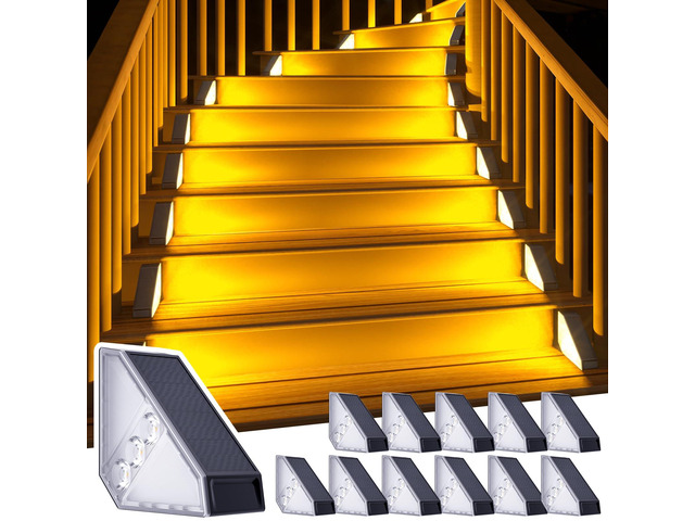 Solar Step Lights for Outside, 12 Pack Solar Stair Lights Outdoor Waterproof, Triangle Deck Step Lights Solar Powered, Outdoor Decor Lighting for...