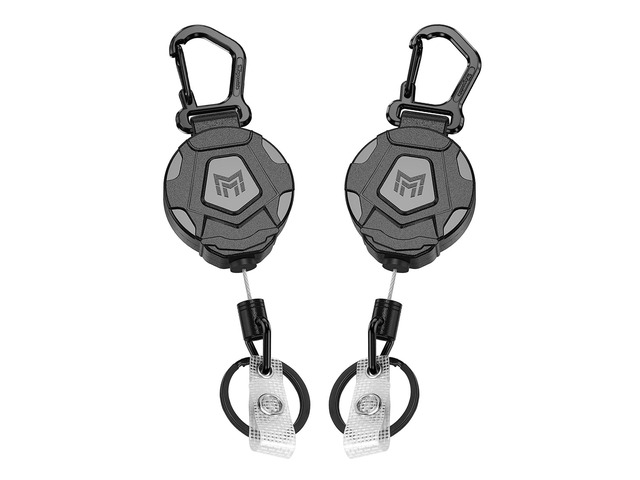 2-Pack Retractable Keychain, Heavy Duty Carabiner Badge Holder, Tactical ID Badge Reel Key Chain with 31.5 Steel Retractable Cord, 8.0 oz
