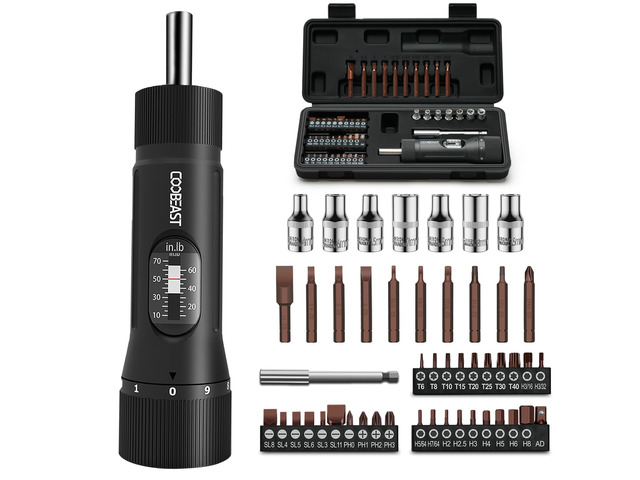 49Pcs Preset 1/4 Drive Torque Screwdriver with S2 Bits Torque Wrench Screwdriver Set, for Maintenance,Tools,Bike Repairing,Mounting,Inch Pound...