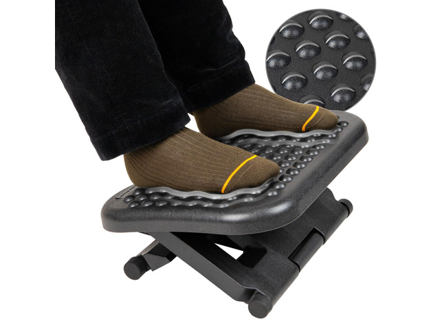 Foot Rest, Under Desk at Work, Ergonomic, Height Adjustable, Office, Plastic, 17'L x 13'W x 6.25'H, Black