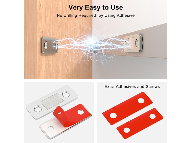 Cabinet Door Magnets 10 Pack Ultra Thin Magnetic Door Catch Stainless Steel Drawer Magnet Catch for Sliding Door Closure Kitchen Cabinet Closer...