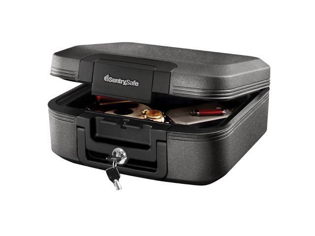 Charcoal Gray Fireproof and Waterproof Safe Box with Key Lock, Portable Chest for Money, Passport, 0.28 Cubic Feet, 6.6 x 15.4 x 14.3 Inches, CHW20221