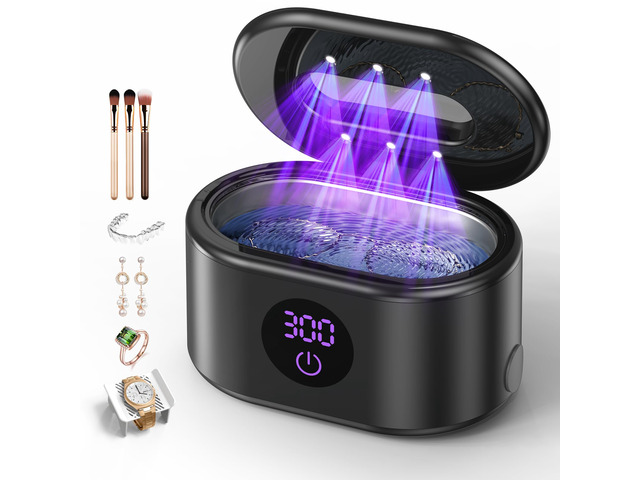 Ultrasonic Jewelry Cleaner, 48KHz Ultrasonic Cleaner Machine with 20oz 304 Stainless Steel Tank, Dual Modes & LED Display - for Jewelry,...
