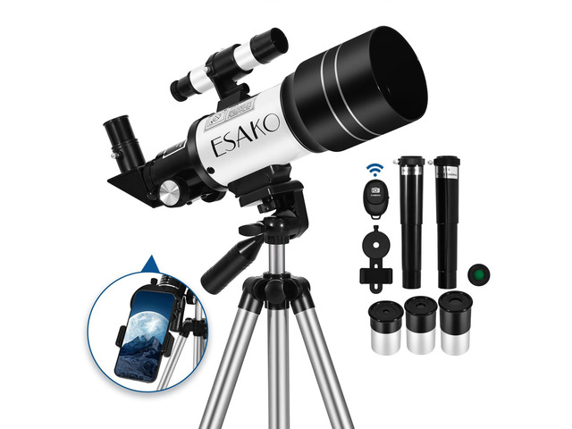 Telescope for Kids & Beginners, 70mm Aperture Portable Telescopes with 3 Eyepieces, Height Adjustable Tripod & Phone Adapter & Remote Control Gift...