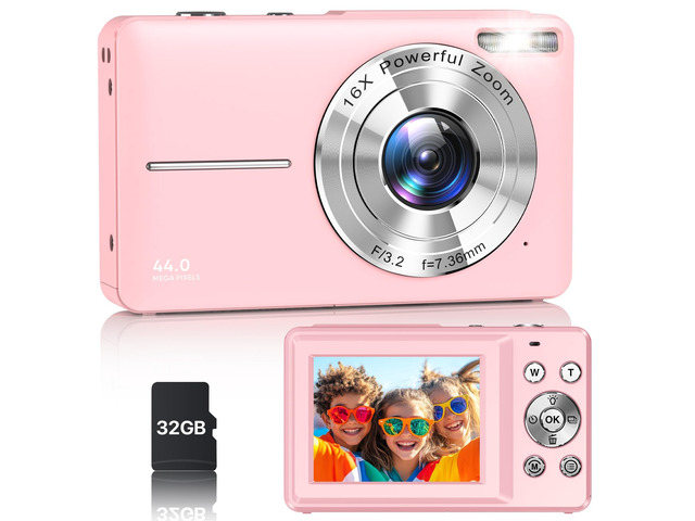 Digital Camera, Latest FHD 1080P Digital Camera for Teens with SD Card Anti Shake Point and Shoot Cameras Portable 16X Zoom Compact Small Cameras...