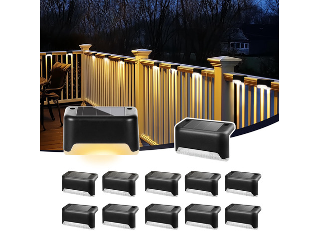 Solar Deck Lights, Solar Step Lights Waterproof, 12 Pack Warm White Powered Deck Lights of Waterproof LED for Stairs, Fence, Yard, Patio, and...