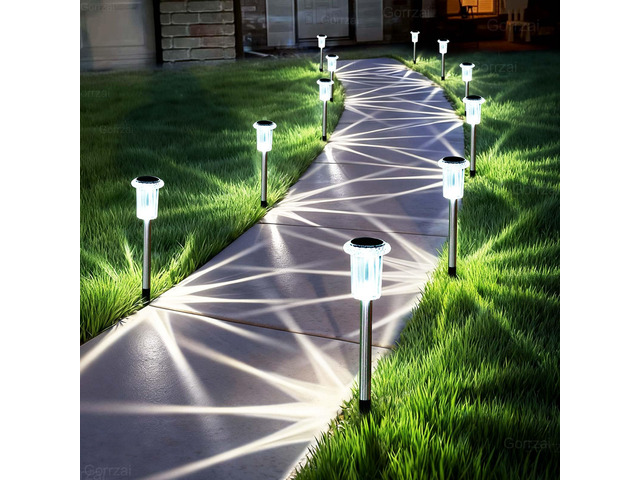 10 Pack Solar Pathway Lights Outdoor Waterproof, Cool White LED Solar Lights Outdoor for Yard Garden Outside Walkway Driveway Landscape Lighting,...