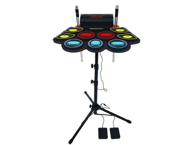 Electric Drum Set for Kids, Electronic Drum Pad with Light Up Drumsticks and Drum Stand, Bulit-in Double Speakers and Rechargeable Battery, Kids...