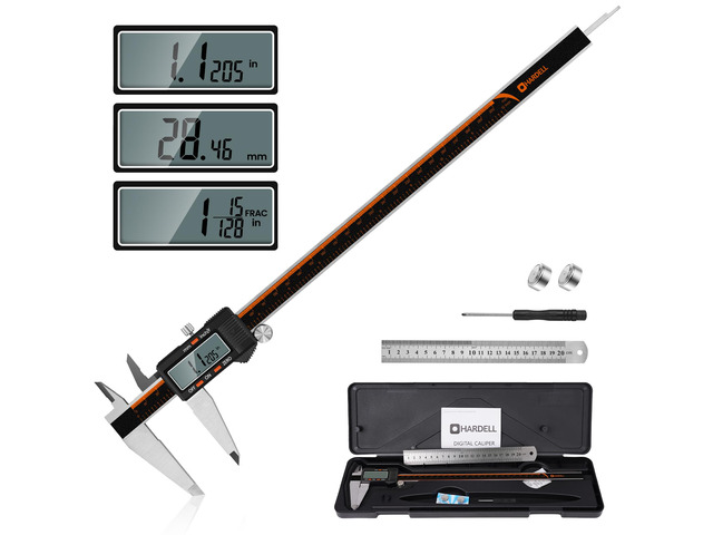 Digital Caliper 12 Inch, Micrometer Calipers with Large LCD Screen Stainless Caliper Measuring Tool, Inch/mm/Fraction, Auto-Off and Sturdy Case....
