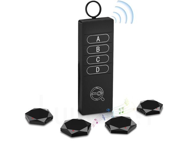 Key Finder 1 Transmitter 4 Receivers, 80dB+ Wireless Item Locator 164ft Range for Keys Remote Pet Collar Luggage, No App or Bluetooth, Easy for...