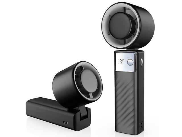 YOSHENMO Portable Handheld Turbo Fan - Foldable Mini Fan with Air Turbo Tech, 1-199 Speed Adjustment, 20H Runtime, LED Display, Battery-Powered for...