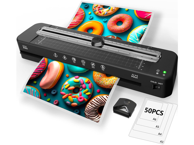 13 Inch Laminator Machine - 11x17 Laminator with 50 Sheets, Cold & Thermal Built-in Paper Cutter & Corner Rounder, A3 Laminating Machine for...