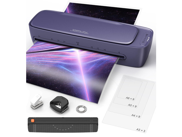 13-Inch Thermal & Cold Laminator Machine 11x17 with Laminating Sheets Purple, 9-in-1 Desktop Laminate Machine kit, 60s Warm-Up, NTC Control,...