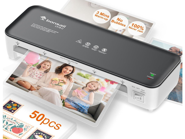 9 Inch Laminator Machine with 50 Laminating Sheets, Jam-Free Tech Patented anti-jam tech, 3-min preheat, fits Letter/photo/ID cards, lightweight,...