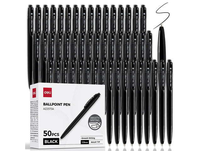 Pens Bulk, 50 Pcs Retractable Ballpoint Pens, 1.0MM Black Ink Smooth Writing, No Bleed, Comfortable Grip for Home, Office & School Use