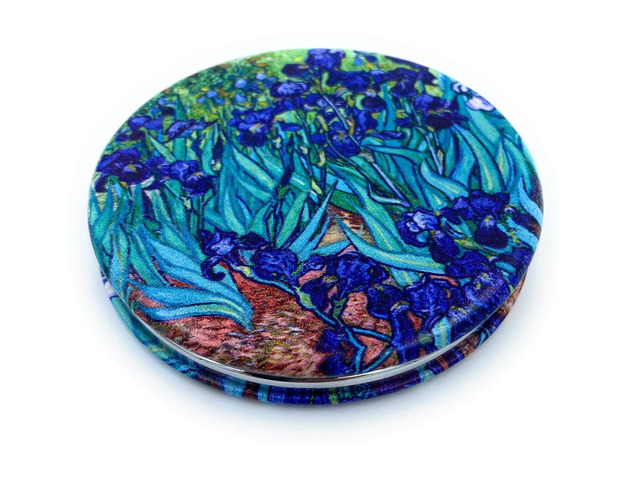 Pocket Mirror for Women Small Travel Mirror Magnifying Van Gogh Irises Flower Purse Mirror Compact Unique Gift for Artistic Mom