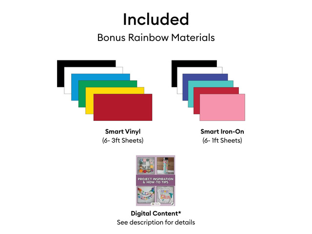 Cricut Joy 2 Rainbow Essential Bundle - Compact Smart Cutting Machine with Smart Vinyl and Iron On, Cardstock, Cards and Printable Vinyl