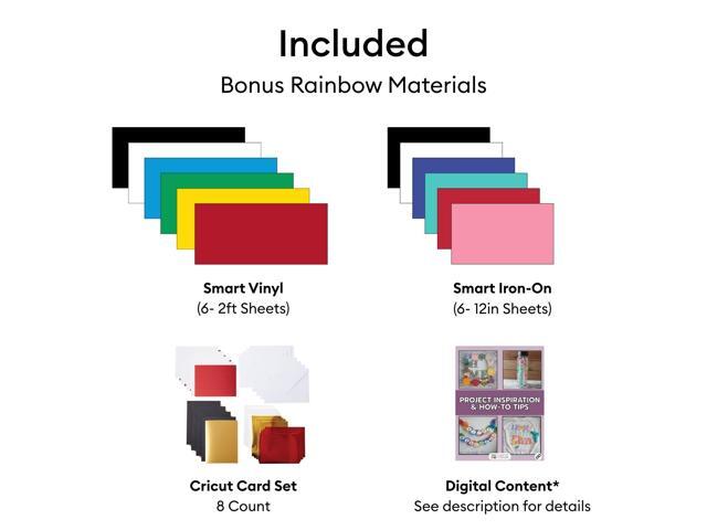Cricut Explore 5 Machine Essentials Bundle with Smart Vinyl, Iron-On Samplers & Instructional Guide - DIY Cutting Machine for Decals, Stickers & Cards