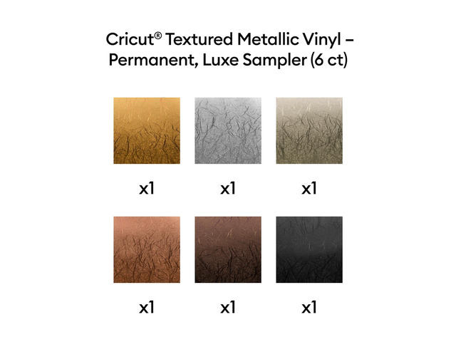 Cricut Textured Metallic Vinyl Permanent, Luxe Sampler - 12 in x 12 in Sheets (6 ct)