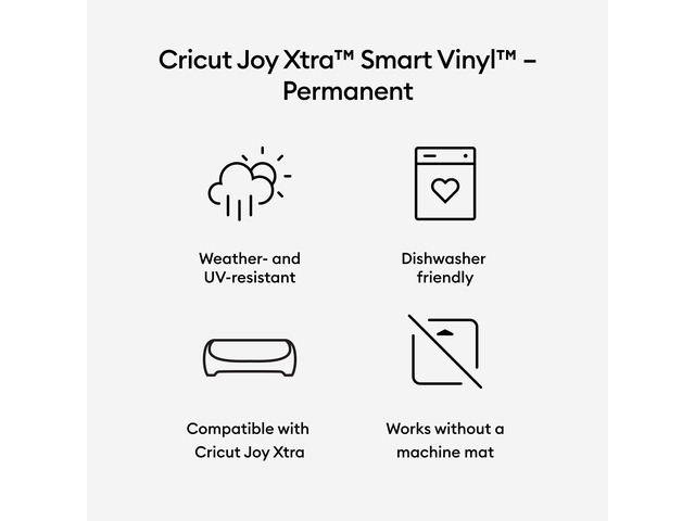 Cricut Joy Xtra Smart Vinyl Matless Permanent Vinyl (9.5 in x 6 ft), White