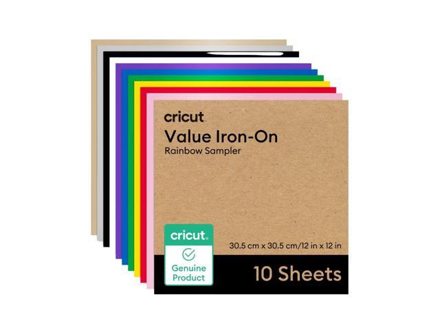Cricut Value Iron-On, Rainbow Sampler - 12 in x 12 in (10 ct), Rainbow Sampler
