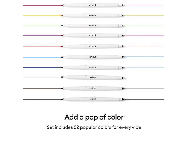 Cricut Dual-Sided Markers, Ultimate Marker Set, 22 Count, 1.0mm Marker Tip + 0.4mm Fine Point Pen Tip - For use with Maker, Explore, & Venture...