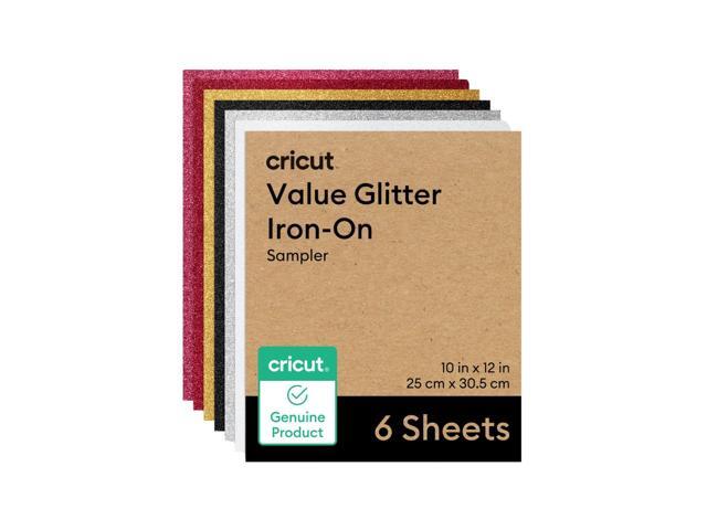 Cricut Glitter Iron-On Craft Vinyl Sheets, 10 x 12 in, Multicolor, 6 Count