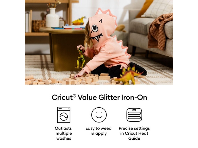 Cricut Value Glitter Iron-On Roll, 10 in x 8 ft, White