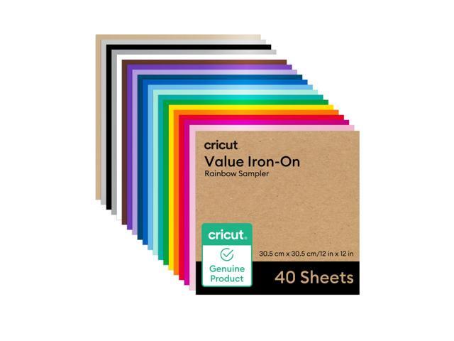 Cricut Value Iron-On Vinyl Sheets, Rainbow Sampler - 12 in x 12 in (40 count)