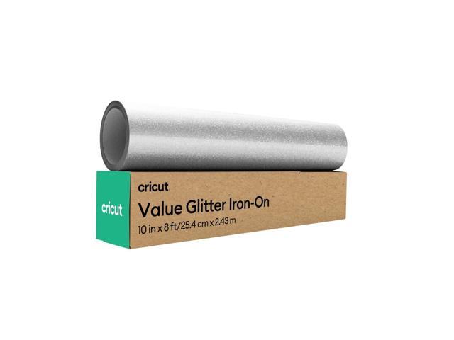 Cricut Value Glitter Iron-On Vinyl Roll 10 in x 8 ft, Silver