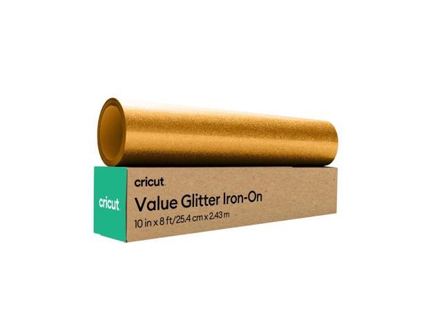 Cricut Value Glitter Iron-On Vinyl Roll, 10 in x 8 ft, Gold