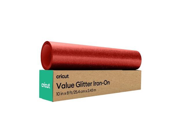 Cricut Glitter Iron-On Craft Vinyl Roll, 10 in x 8 ft, Red