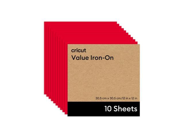Cricut Value Iron-On Heat Transfer Vinyl Sheets, Red, 12 in x 12 in, 10 count