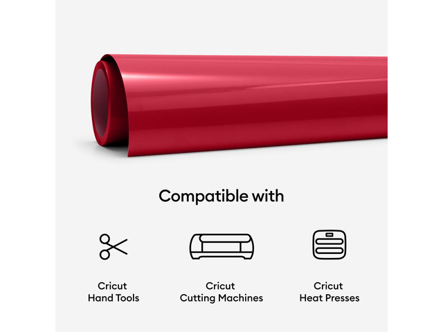 Cricut Smart Iron-On Matless Heat Transfer Vinyl (13 in x 3 ft), Red
