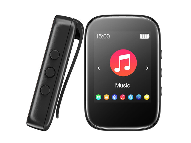 32GB Mp3 Player with Bluetooth Sports Clip-on Music Player Support FM Radio Voice Record E-Book Calendar Alarm SupportMicros SD Card Up to 512GB