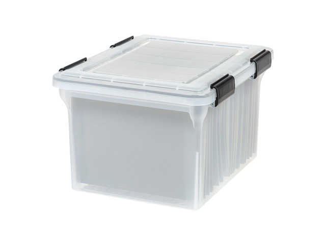 WeatherPro File Box Organizer, Letter/Legal, 32 Qt. Clear Protect files and paperwork with a durable design featuring secure closure and convenient...