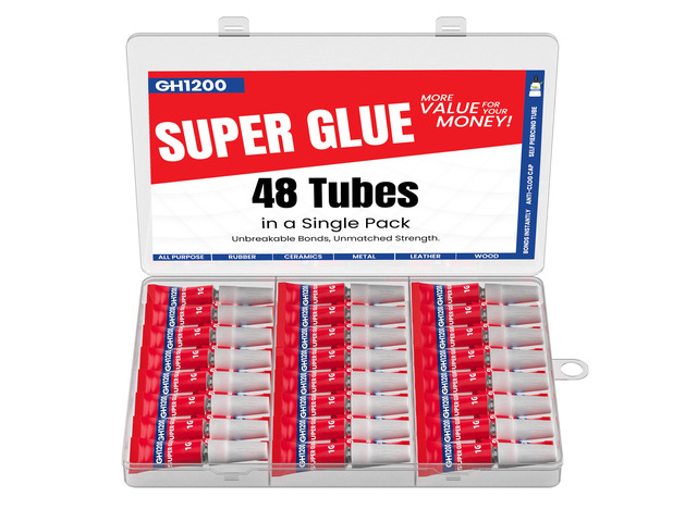 1 Gram (Pack of 48) Single-Use Super Glue All Purpose, Super Fast, Thick & Strong Adhesive Superglue, Cyanoacrylate Glue for Hard Plastics, DIY...