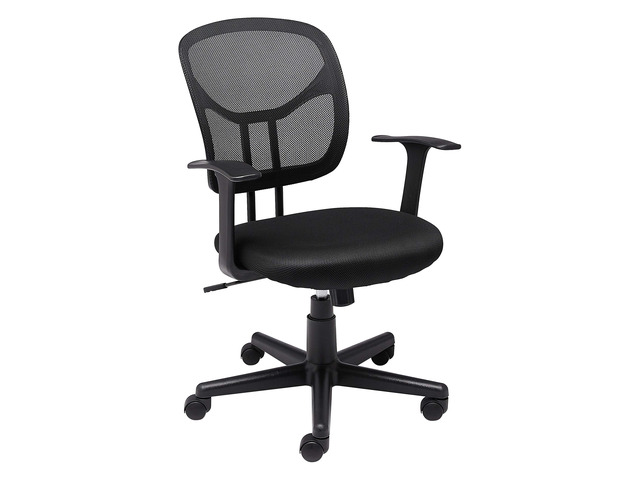 Breathable Mesh Mid-Back Office Desk Chair with Armrests, Lumbar Support, 360-Degree Swivel, Adjustable-Height, Black