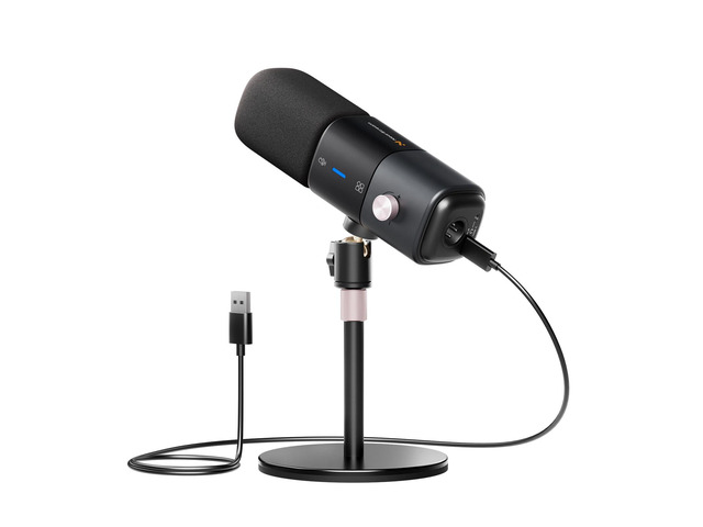AM25X Gen2 XLR/USB Condenser Microphone with Desk Stand Noise Canceling/Volume Control/Headphone Jack/Mute, Podcast Microphone for PC/Audio...