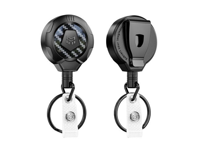 Upgraded Heavy Duty Retractable Keychain with Belt Clip, 10 OZ Retraction, 31.5' Stainless Steel Cord Key Chain, 3K Carbon Fiber ID Badge Reel...