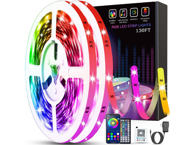 130ft Led Lights for Bedroom, LED Strip Lights with Remote and App Control Music Sync Color Changing RGB LED Strip, LED Lights for Room Home Party...