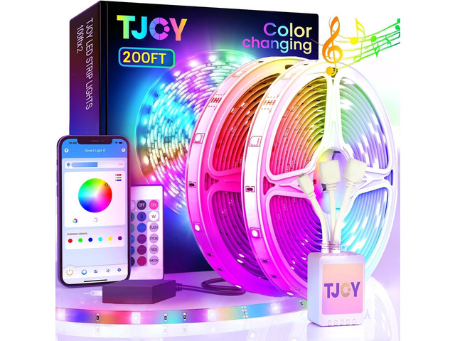 200ft Bluetooth LED Strip Lights, Long Strip Lighting Music Sync, RGB Color Changing LED Lights for Bedroom with Remote,Smart Phone APP Control,...