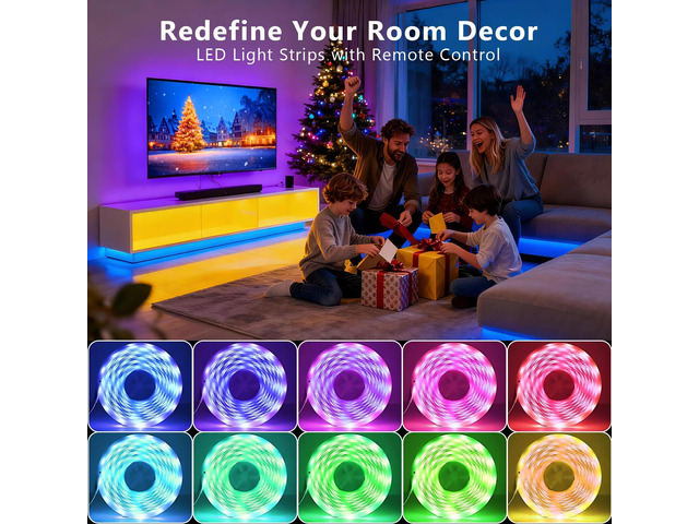 Led Strip Lights 300 ft Ultra Long Smart Light Strips with App Voice Control Remote, 2835 RGB Music Sync Color Changing Lights for Bedroom,...