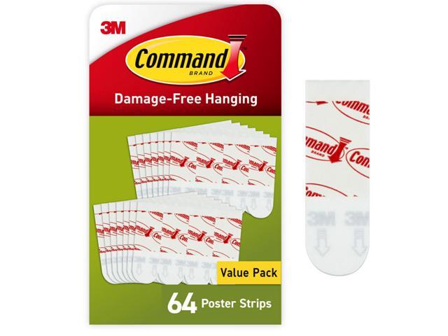Poster Hanging Strips, Small, White, Indoor Use, 64-Strips, Decorate Damage-Free