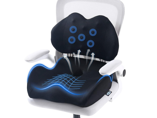 X Large Memory Foam Seat Cushion Lumbar Support Pillow for Sciatica & Tailbone Pressure Relief Coccyx Pad for Office Chair, Car,Wheelchair,Home,Office