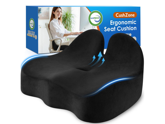 Extra Large Seat Cushion, Sciatica Support for Office Chair, Black Ergonomic Office Chair Cushion for Hip & Tailbone Pain Relief, Memory Foam...